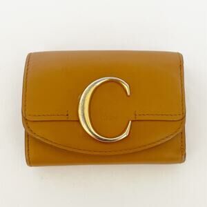 CHLOE Leather Croesie Trifold Wallet Compact Brown Pre Owned